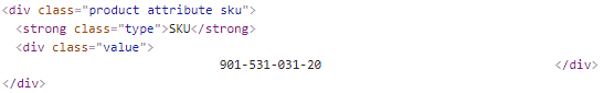 Product SKU HTML