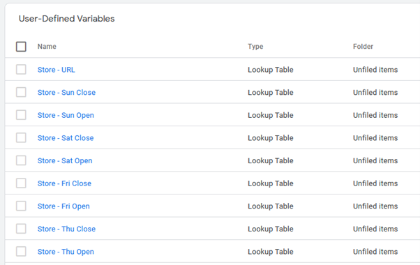 user defined variables