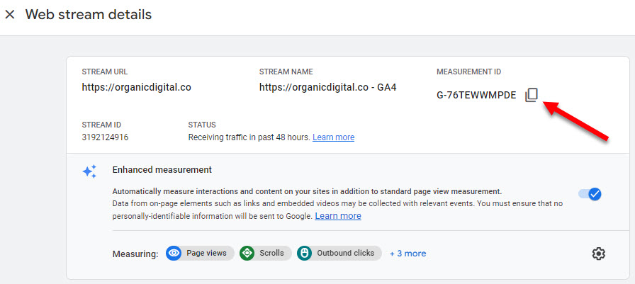 Web Stream Details