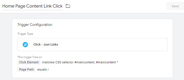 Home Page Content Clicks Trigger